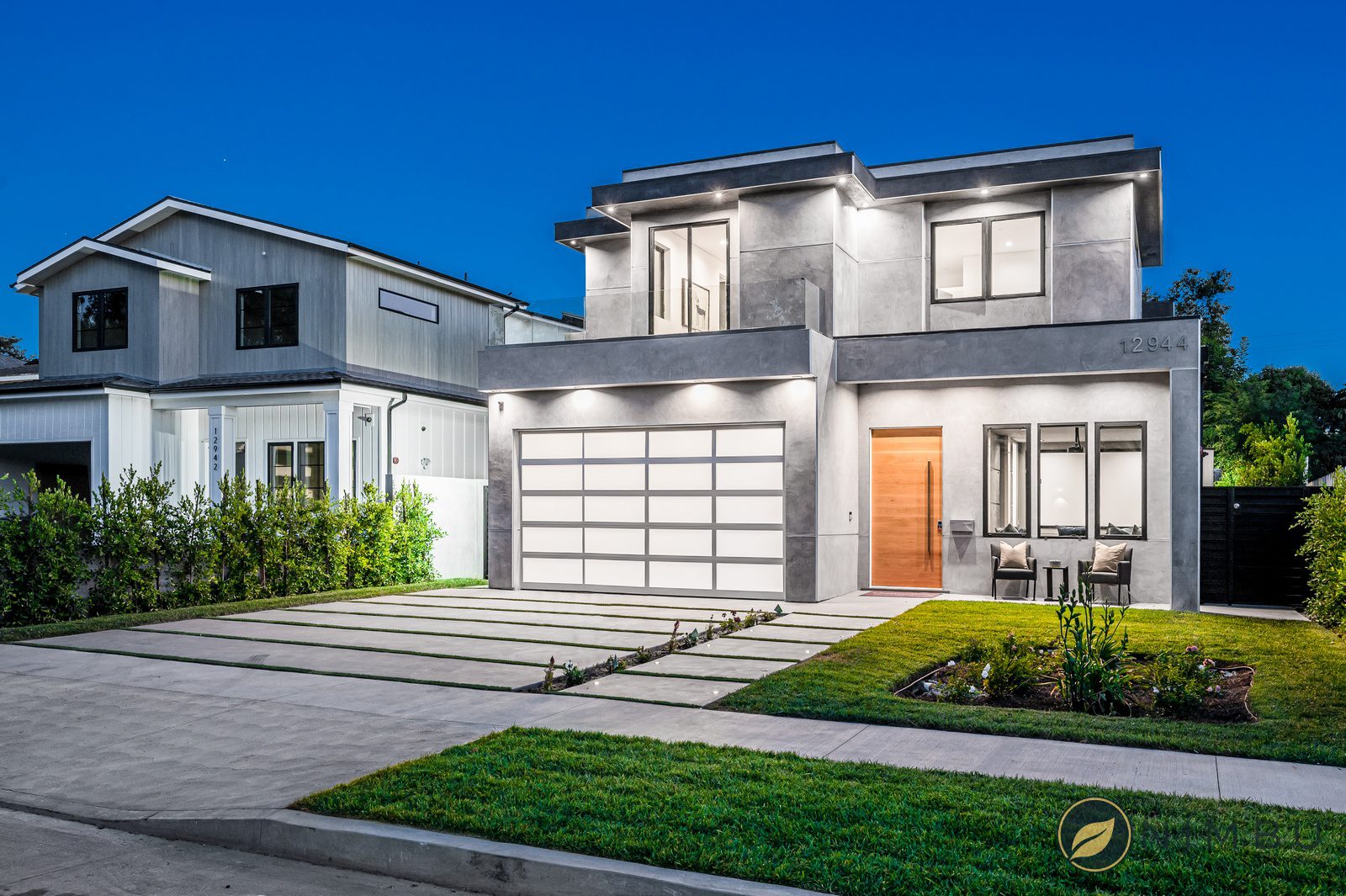 Exterior shot of a Modern New Construction Home in Los Angeles.